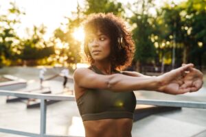 sportswoman doing exercise